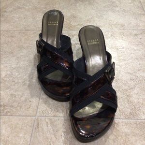 Stuart Weitzman Tortoise Patent Leather Wedges